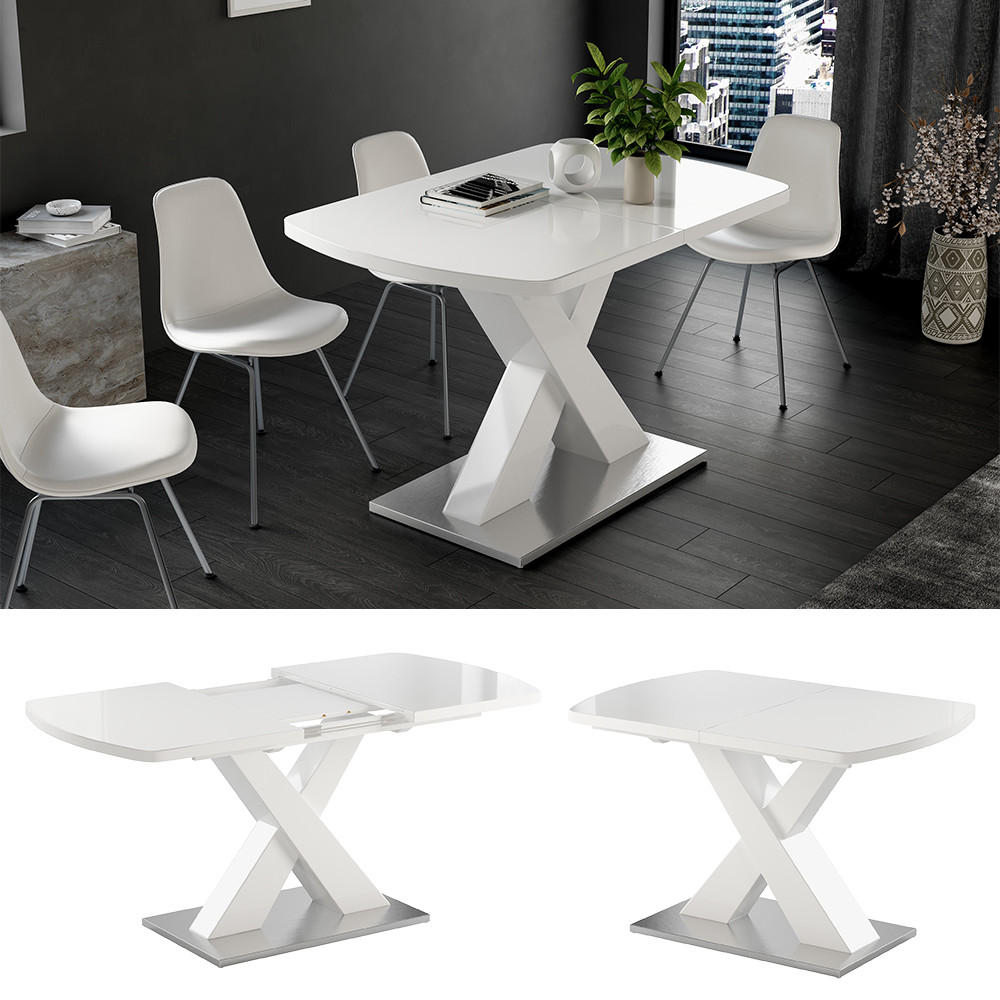 ESSTISCH Chinto Weiß 120 x 80 cm ausziehbar - Weiß, Holzwerkstoff (80/120/76cm) - Vicco