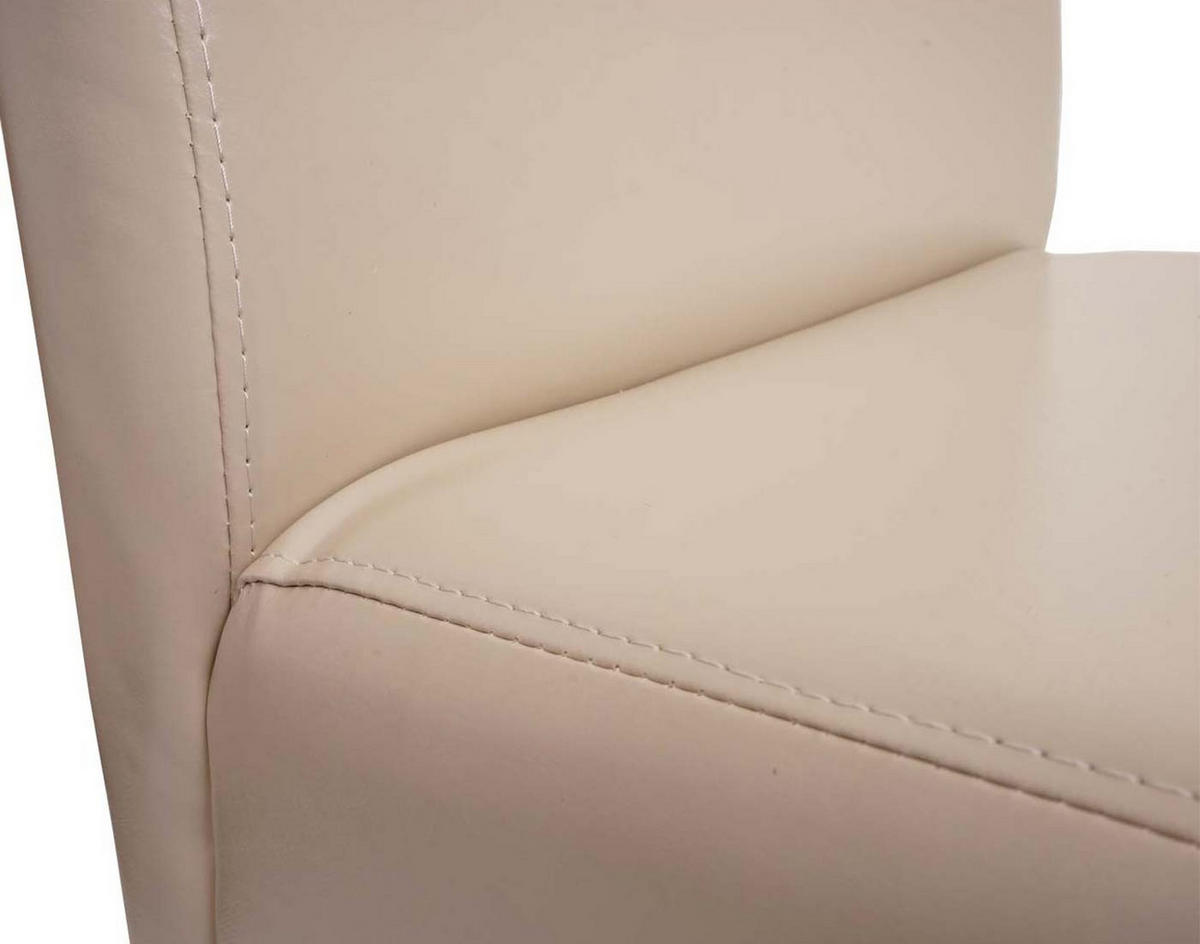 BARHOCKER gepolstert mit Lehne Sitzhöhe 75cm Holz Creme dunkle Beine Kunstleder - Creme, Kunststoff (39/105/53cm) - PROREGAL