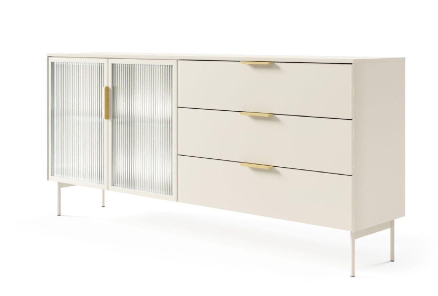 KOMMODE Kaschmir LUMIN Regale Schubladen 2D3S LED - Beige, Holzwerkstoff (181.3/82.6/39.3cm) - Sepro Meble