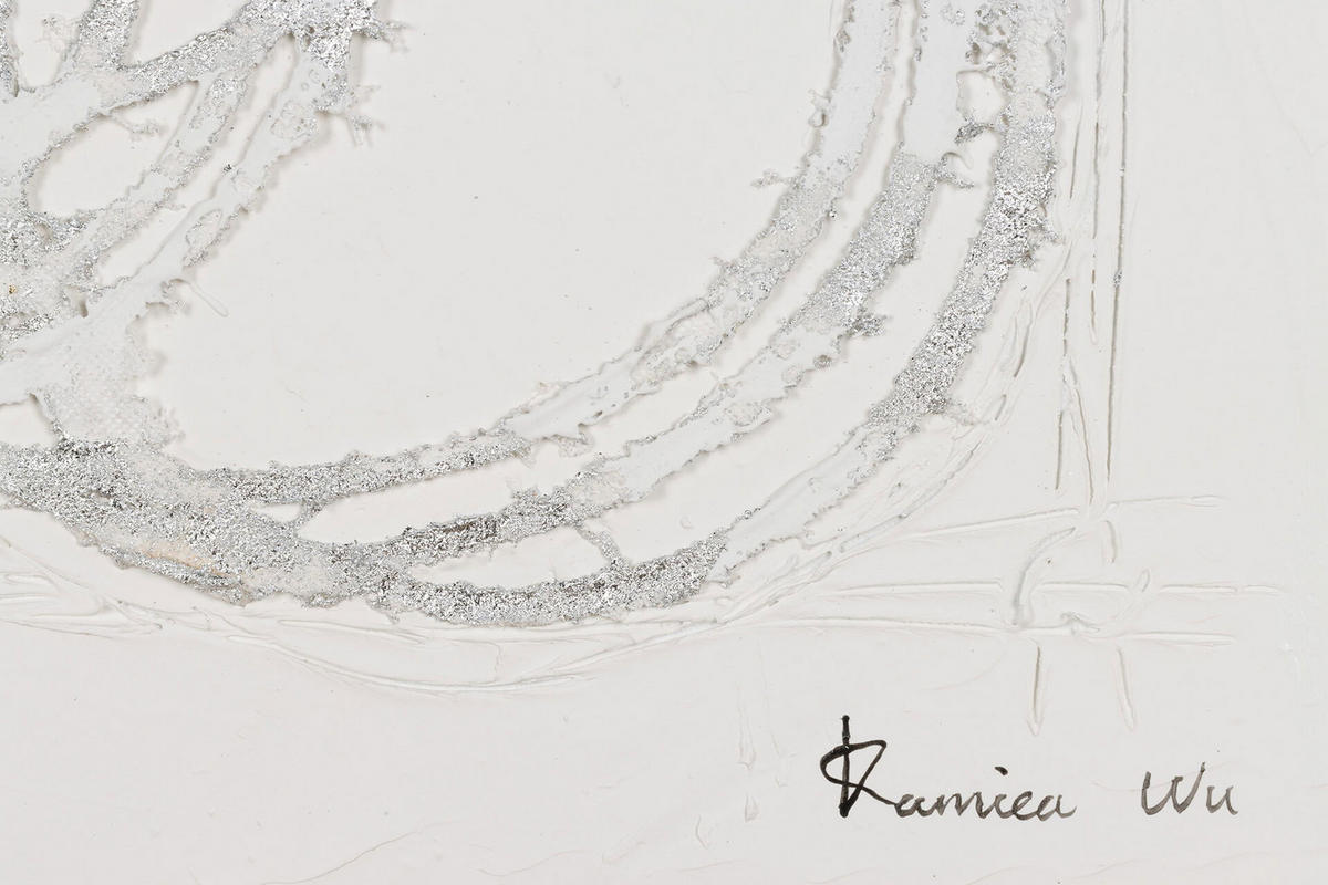 ACRYLBILD HANDGEMALT 60/90 cm - Weiß/Grau, Holz/Textil (1.4/90cm) - KUNSTLOFT