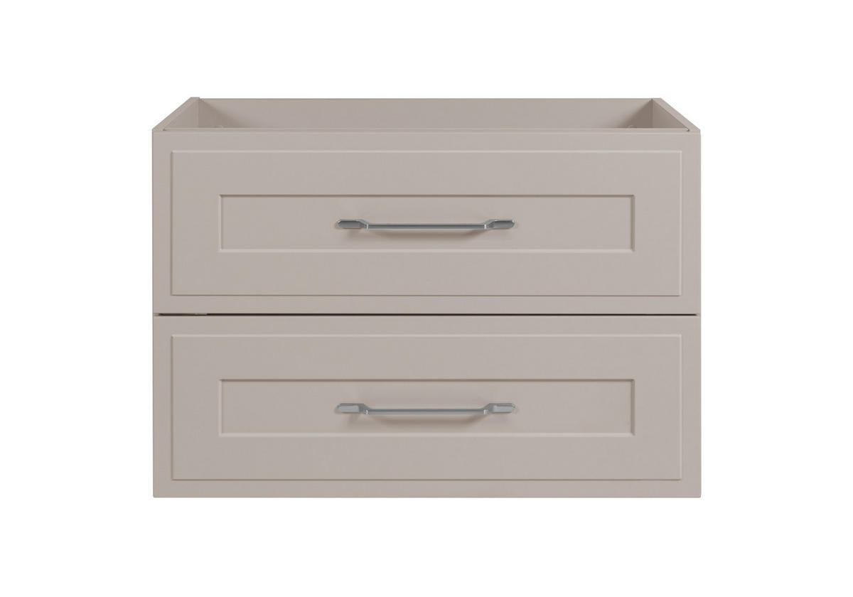 WASCHBECKENUNTERSCHRANK im klassischen Stil, Kaschmir, 80 x 57 x 46 cm - Beige/Silberfarben, Holzwerkstoff (80/57/46cm) - 3XE LIVING