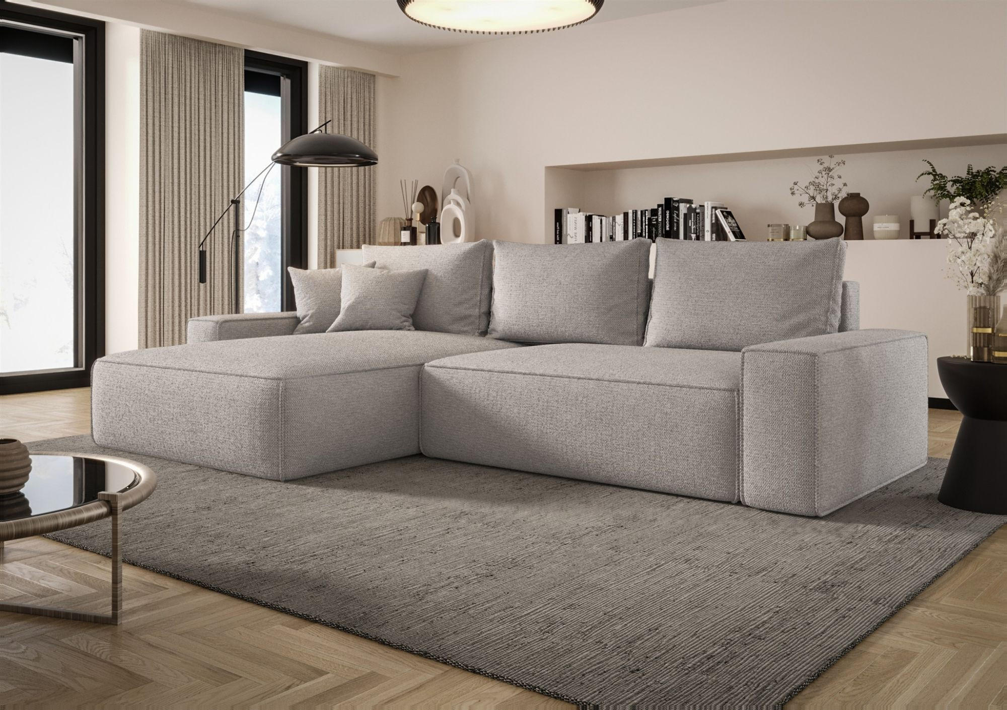 ECKSOFA Walken Mit Schlaffunktion - Hellgrau, Holzwerkstoff/Textil (280/185cm) - Fun Möbel