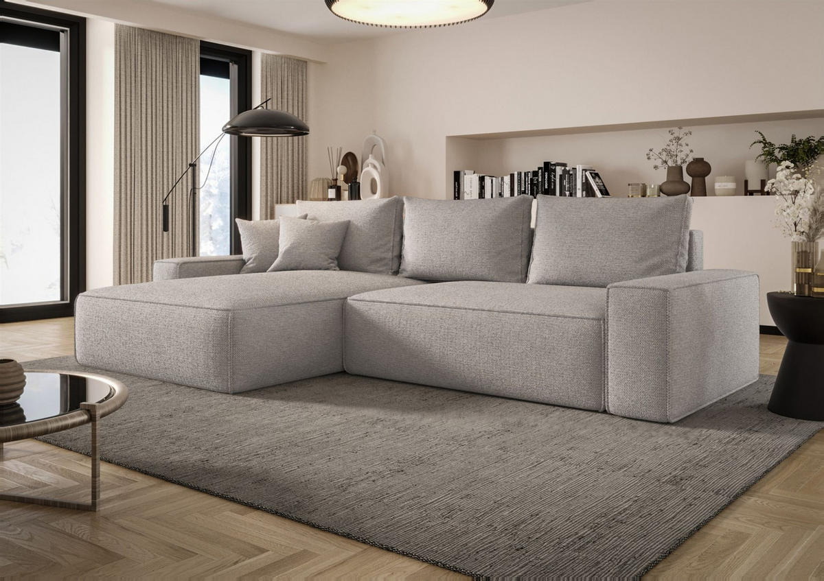 ECKSOFA Walken Mit Schlaffunktion - Hellgrau, Holzwerkstoff/Textil (280/185cm) - Fun Möbel