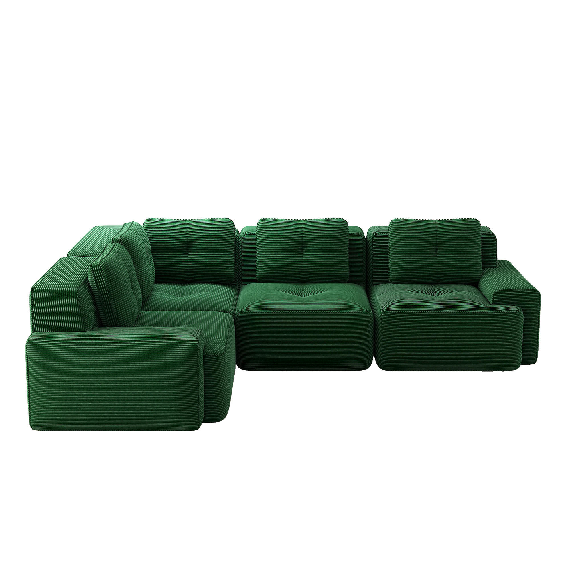 ECKSOFA 295/295/69 cm in Grün aus Cord, modular und ohne Aufbau - Grün, Textil (295/295cm) - Flora Grace