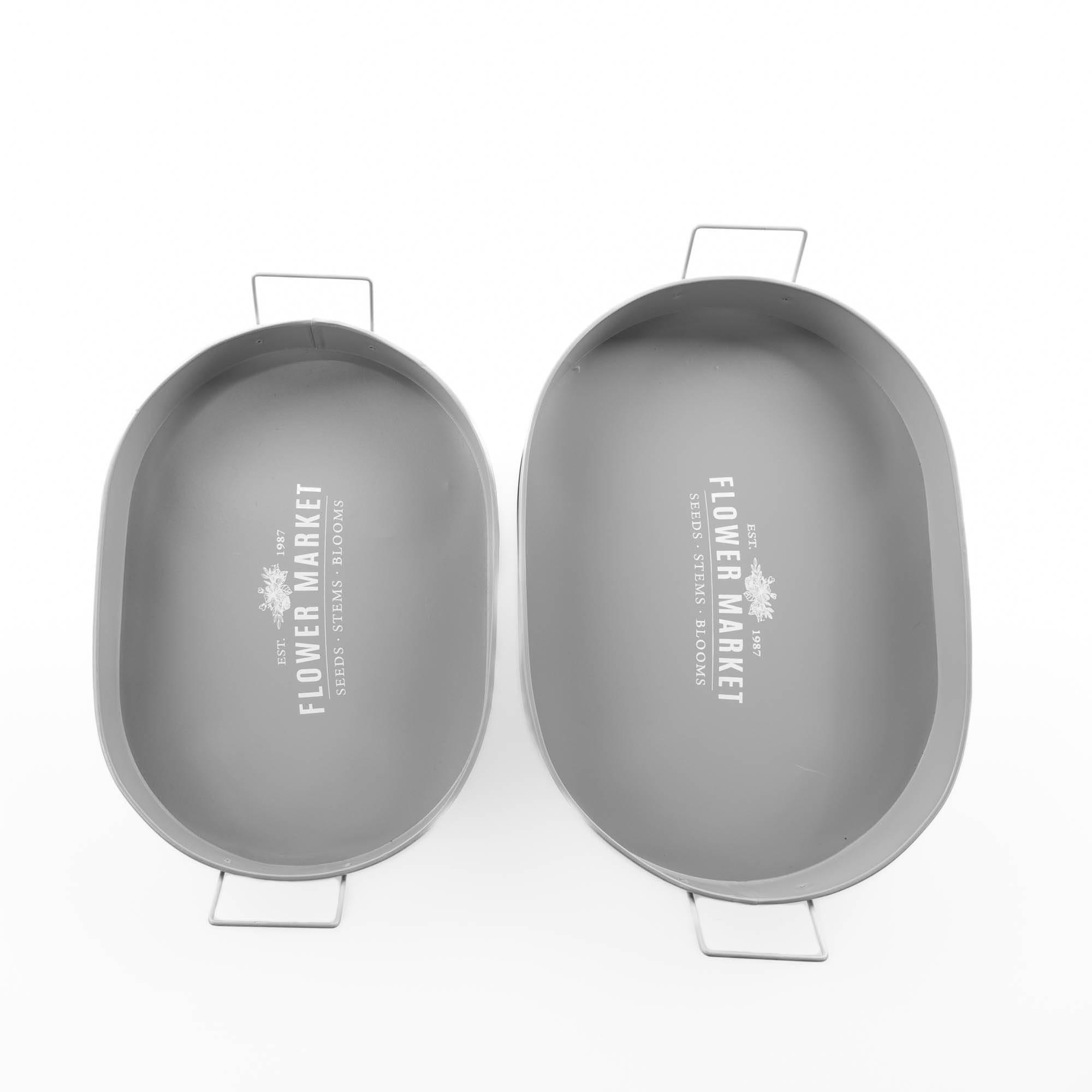 SERVIERTABLETT Botanical 2er-Set - Grau, Metall (30/6/41cm)