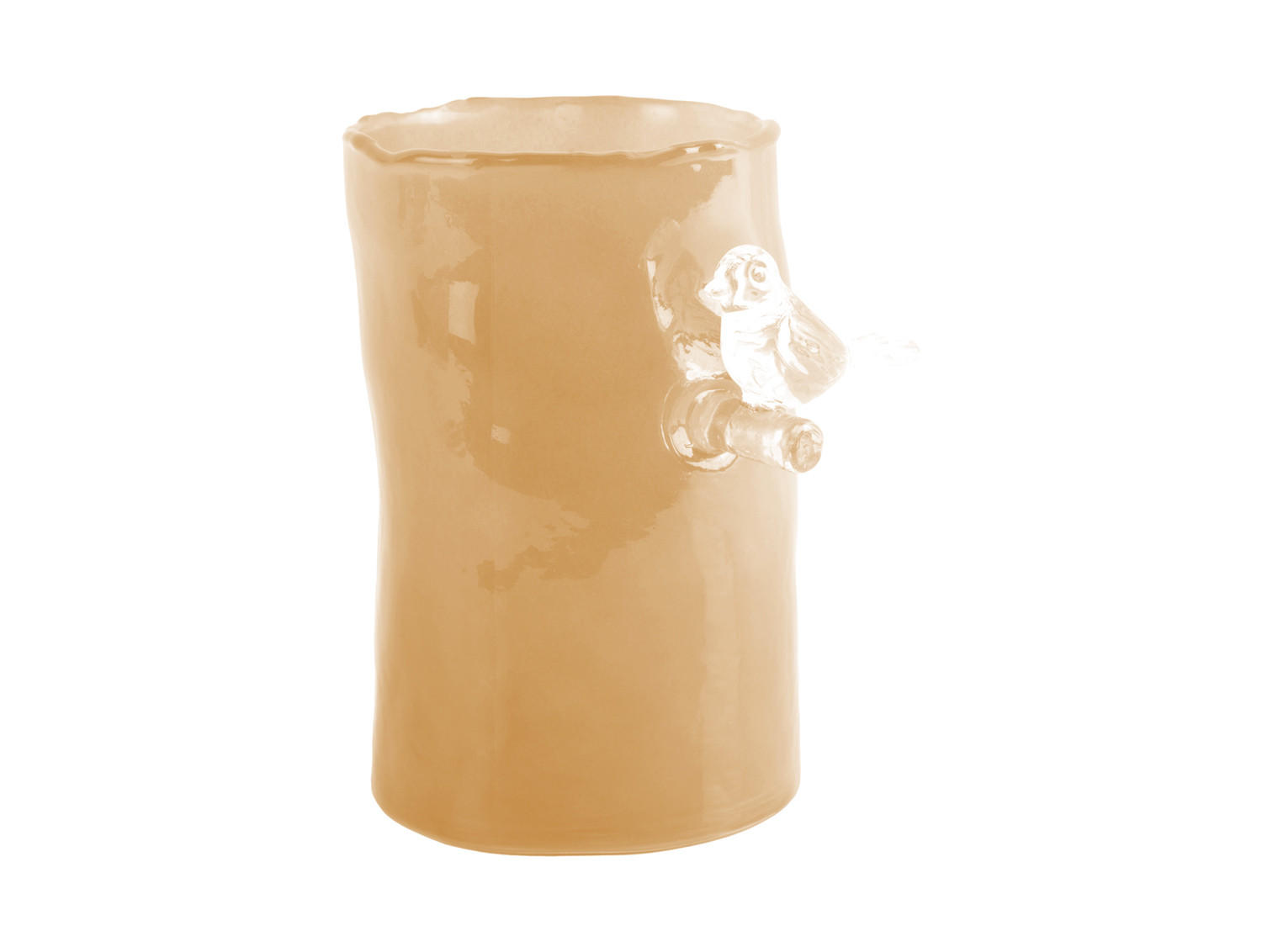 VASE Bird On Branch Small - Gelb - 15 cm - Gelb, Glas (9.5/15cm) - Present Time