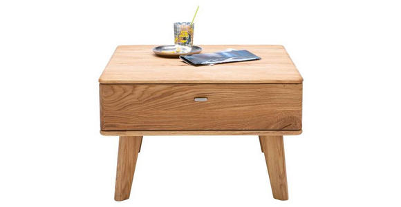 COUCHTISCH in Holz 70/70/45 cm - Champagner/Eichefarben, KONVENTIONELL, Holz/Metall (70/70/45cm) - Linea Natura