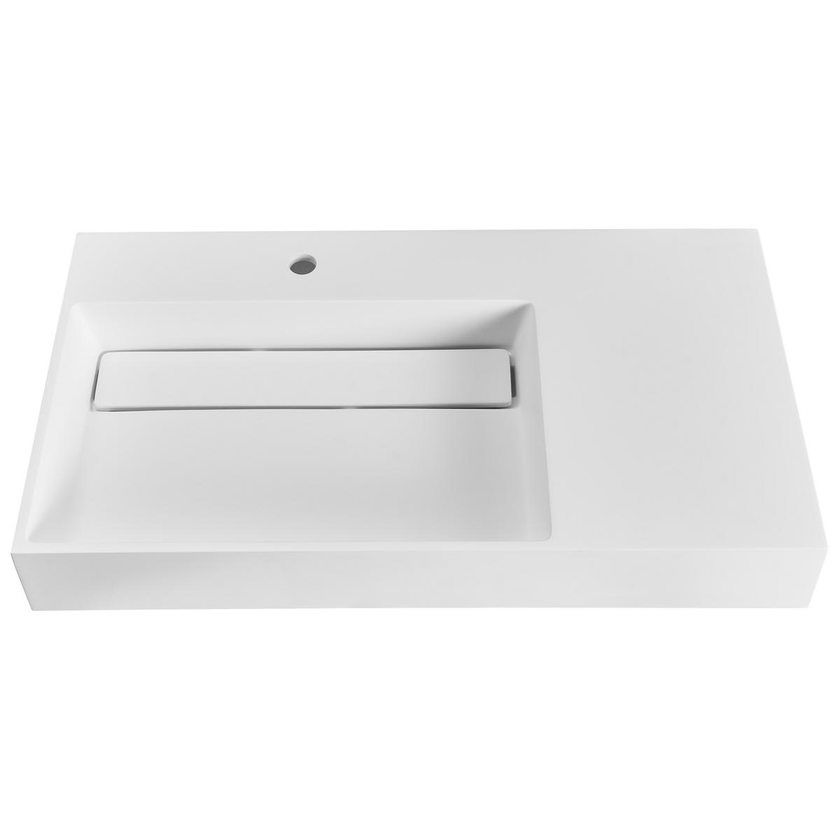 HÄNGEWASCHBECKEN Weiß 90/48 cm Mineralguss Cusco - Weiß, Naturmaterialien (90/13/48cm) - Beliani