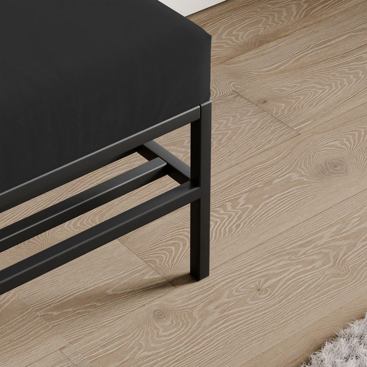 POLSTERBANK STEP 80 cm Schwarz ,Metallgestell - Schwarz, Metall (80/45/35cm) - Idohome