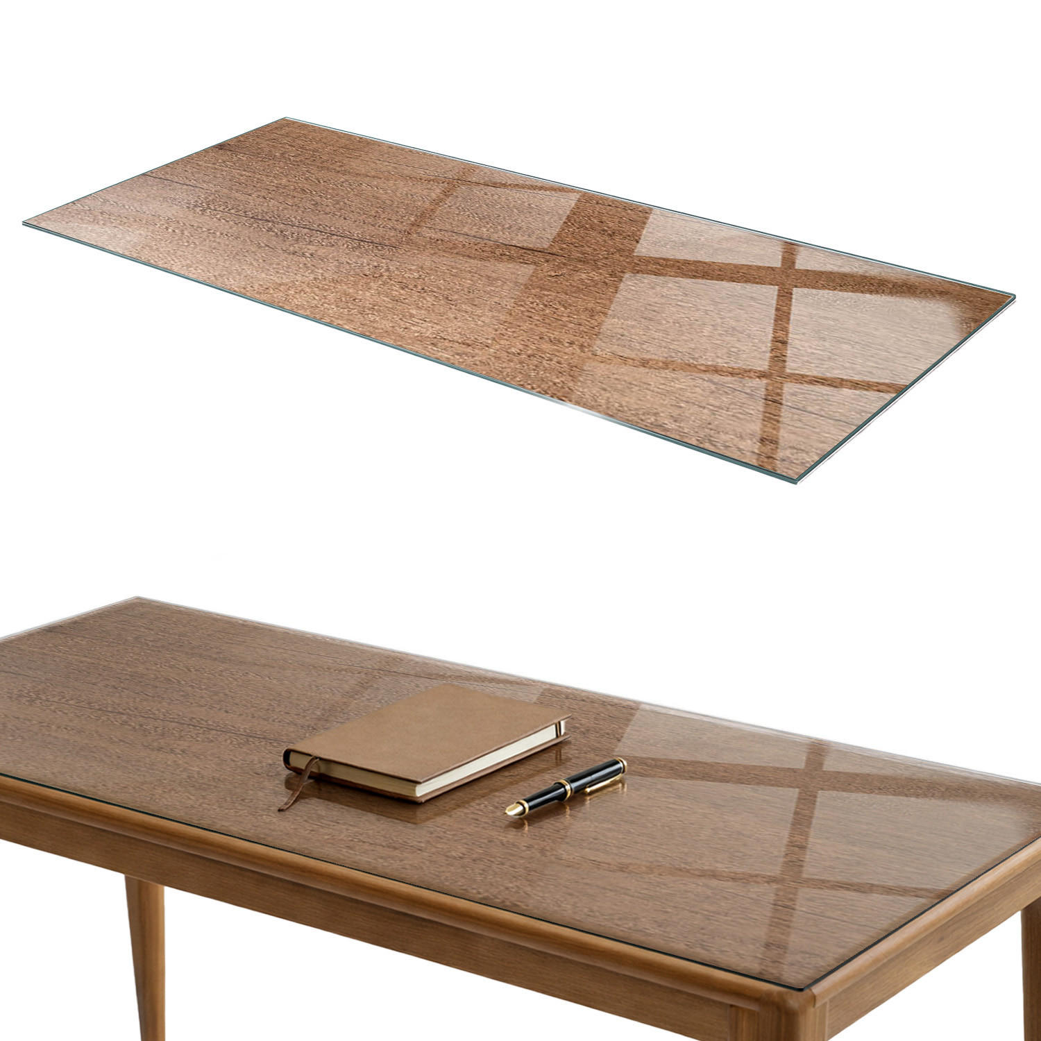 TISCHPLATTE 125x50 cm Natürliche Holzmaserung - Braun, Glas (0.4/125/50cm) - TULUP