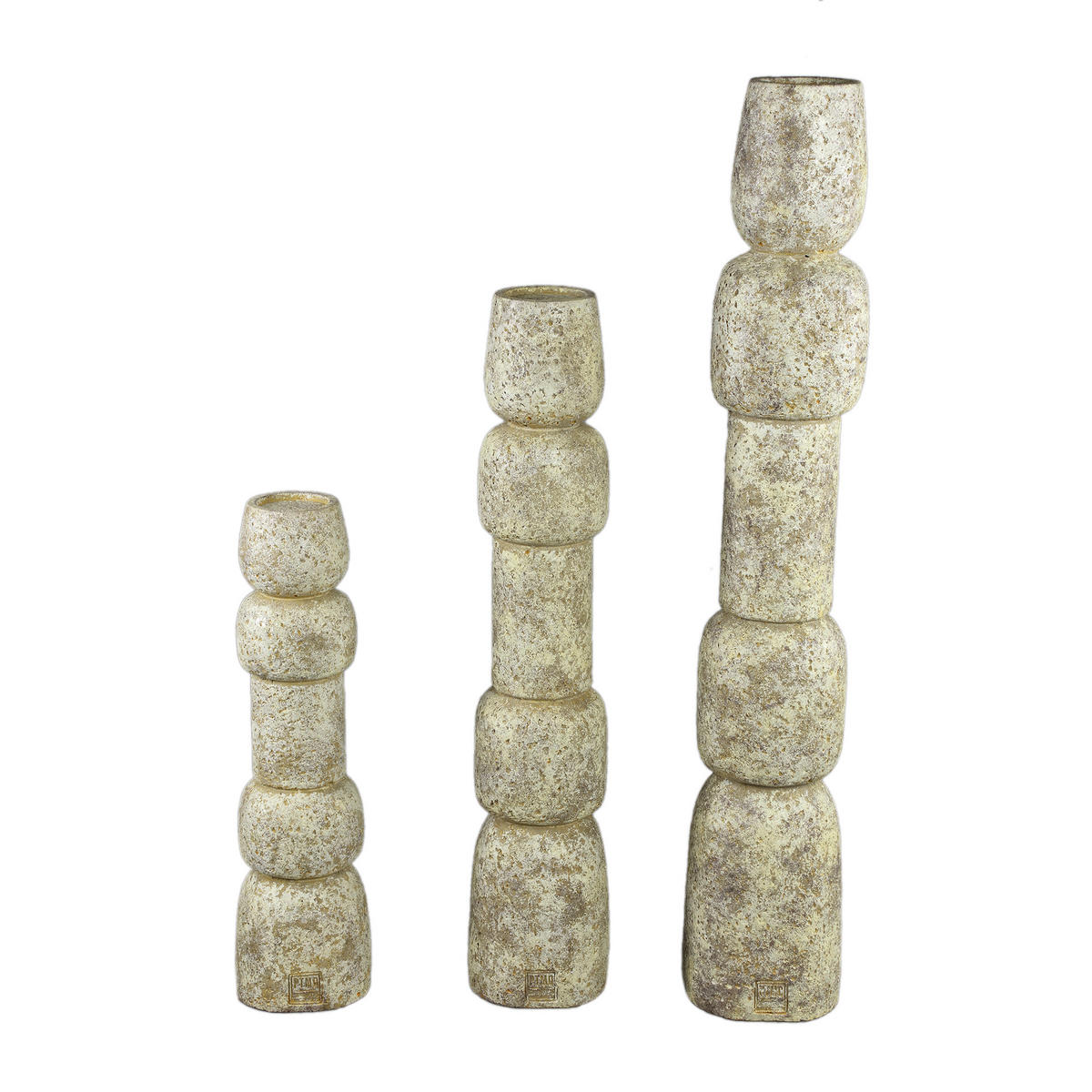 KERZENHALTER Terrina Beige 14/14/50cm - Beige, Stein (14/50/14cm) - PTMD Collection