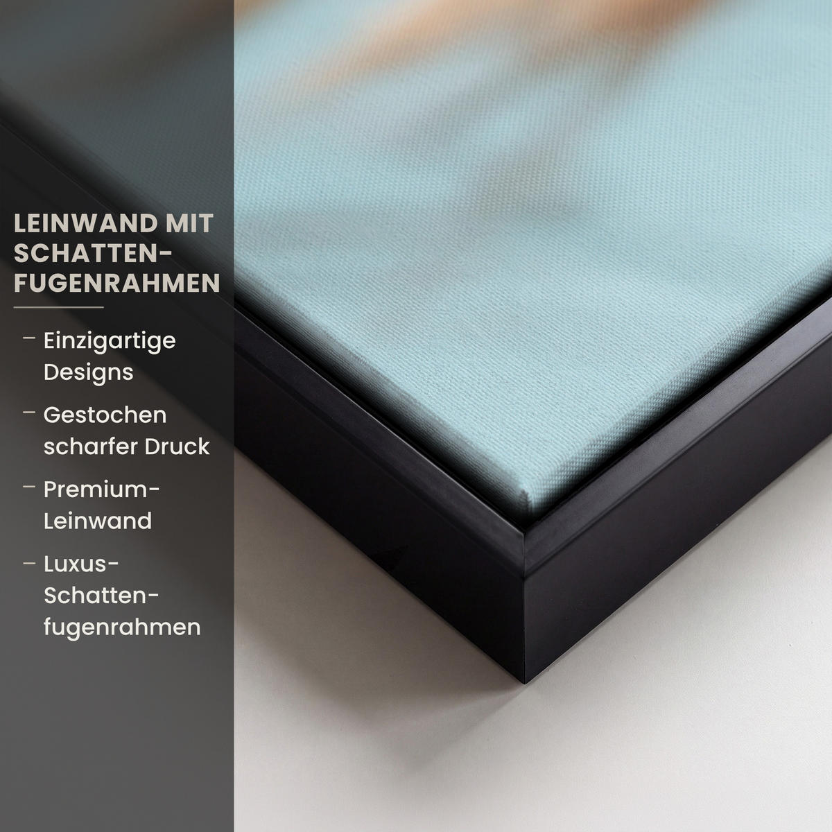 LEINWAND Bilder mit Rahmen - Ziergras - Wind - Hellbraun - 90x90 - Hellblau, Textil (90/90cm) - MuchoWow