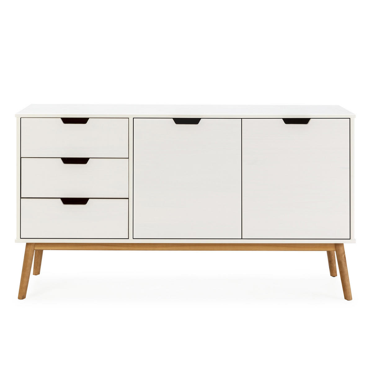 SIDEBOARD Baku 3 Schubladen 2 Türen weiß - Weiß, Holz (140/81/40cm)