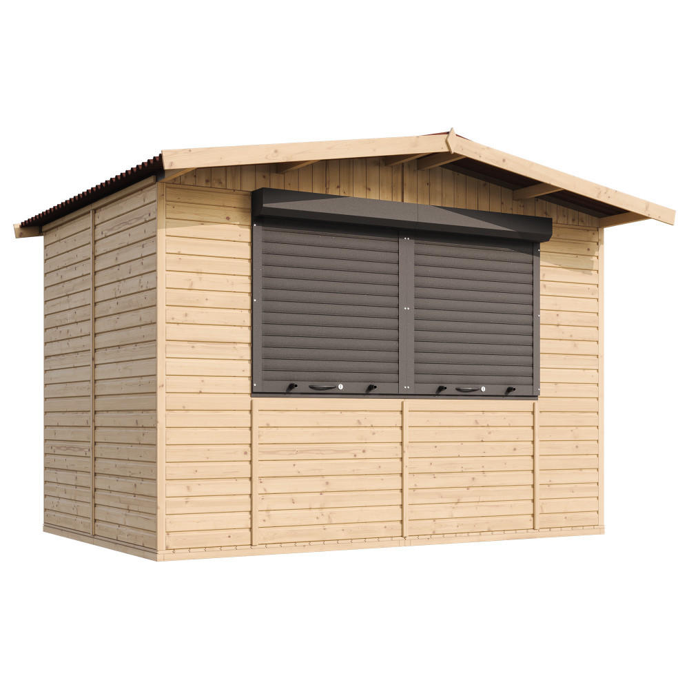 MARKTBUDE Holz M150Z Gartenhaus - 263 x 336 cm / 6 m2 - Beige, Holz (336/232/236cm) - Timbela