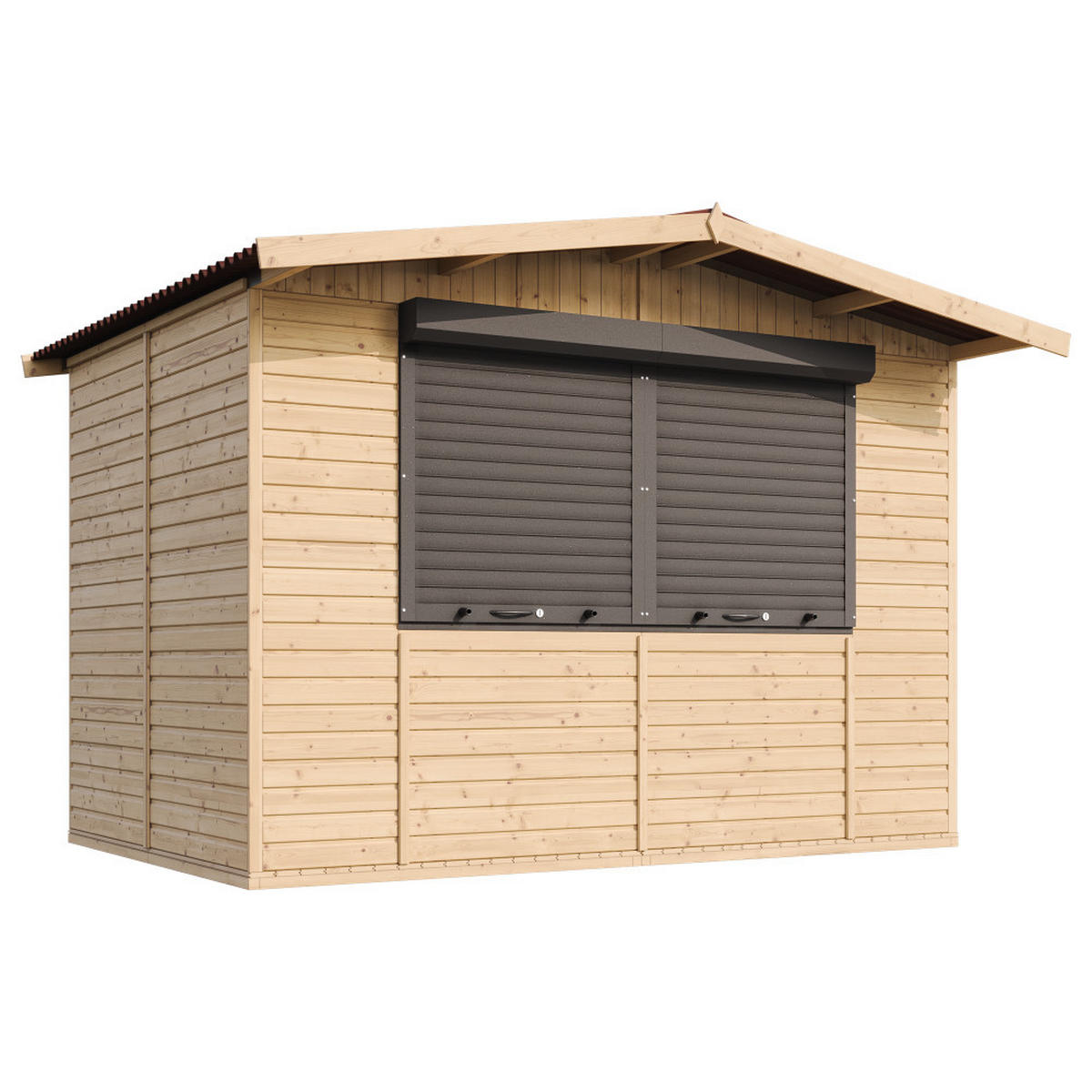 MARKTBUDE Holz M150Z Gartenhaus - 263 x 336 cm / 6 m2 - Beige, Holz (336/232/236cm) - Timbela