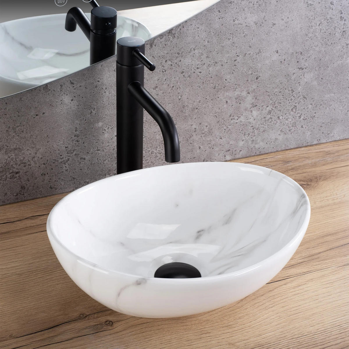 AUFSATZWASCHBECKEN Rea Sofia Mini Cloudy - Grau, Keramik (26.5/12/34.5cm) - REA