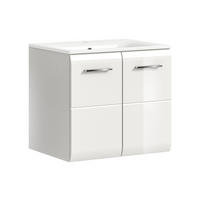 WASCHTISCH inkl. Waschbecken ICE (B/H/T: ca. 60/55/46 cm) in Weiß/weiß hochglanz - Weiß, Holzwerkstoff (60/55/46cm)