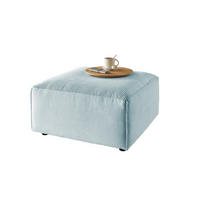 POLSTERHOCKER RANI Hellblau Cord - Schwarz/Hellblau, Kunststoff/Textil (80/42/80cm) - KAWOLA