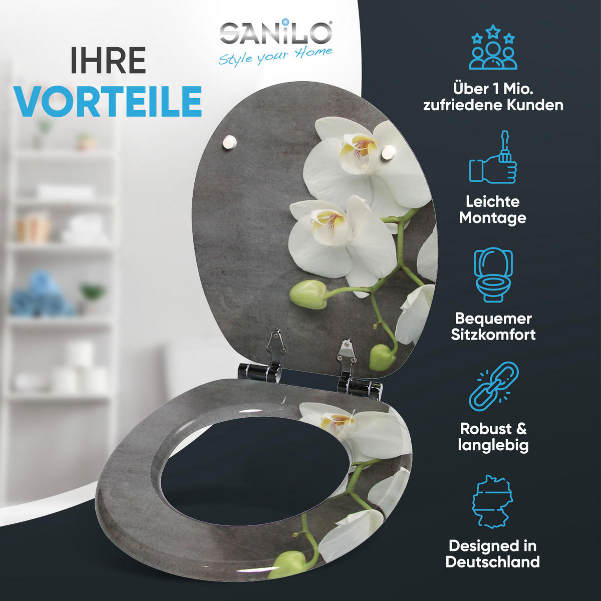 WC-SITZ mit Absenkautomatik Pretty - Grau, Holzwerkstoff (38/6/47cm) - Sanilo