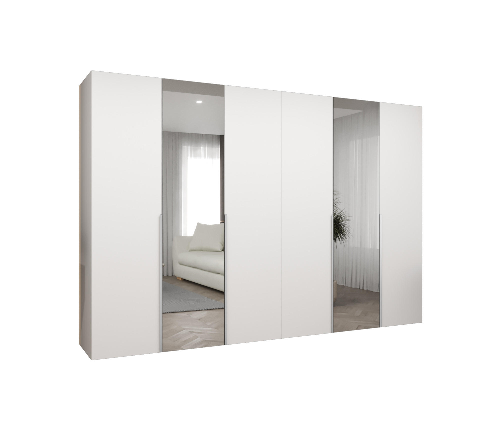 DREHTÜRENSCHRANK 202/300/52 6-türig - Kaschmir/Weiß, Holz (300/202/52cm) - Abiks Möbel