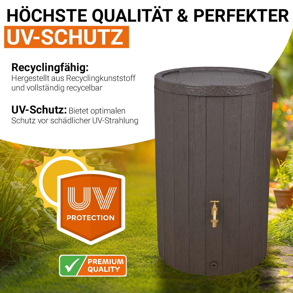 REGENTONNE 230 L, braun - Braun, Kunststoff (57/93/59cm) - GARANTIA