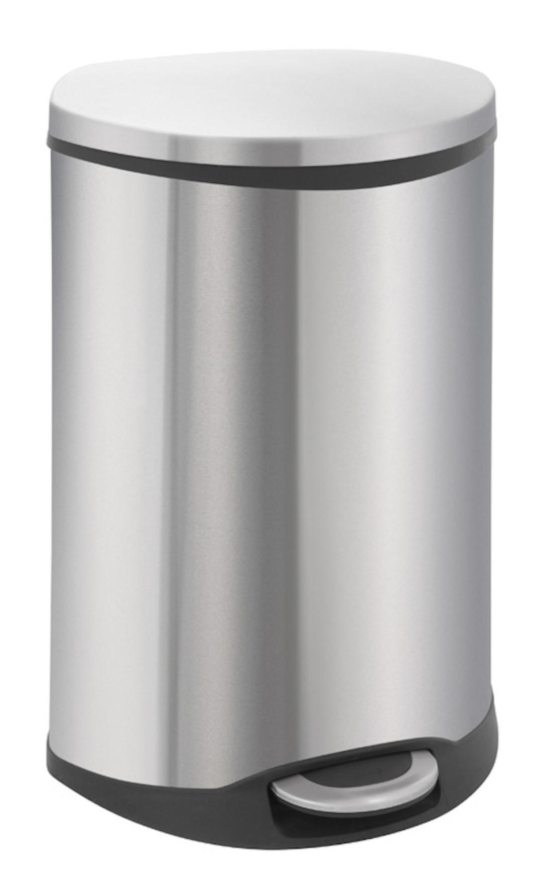 MÜLLEIMER Auffallender Muschelförmiger 50 Liter 69 x 45 x 40,6 cm Edelstahl & Silber - Silberfarben, Metall (45/69/40.6cm) - PROREGAL