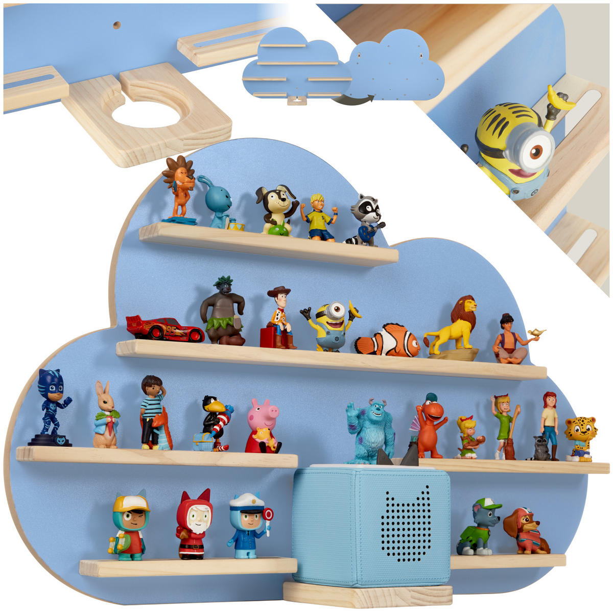 WANDREGAL Mylittlestory Cloud,76 x 15,5 x 50 cm, blau - Blau, Holz (76/50/15.5cm) - tectake