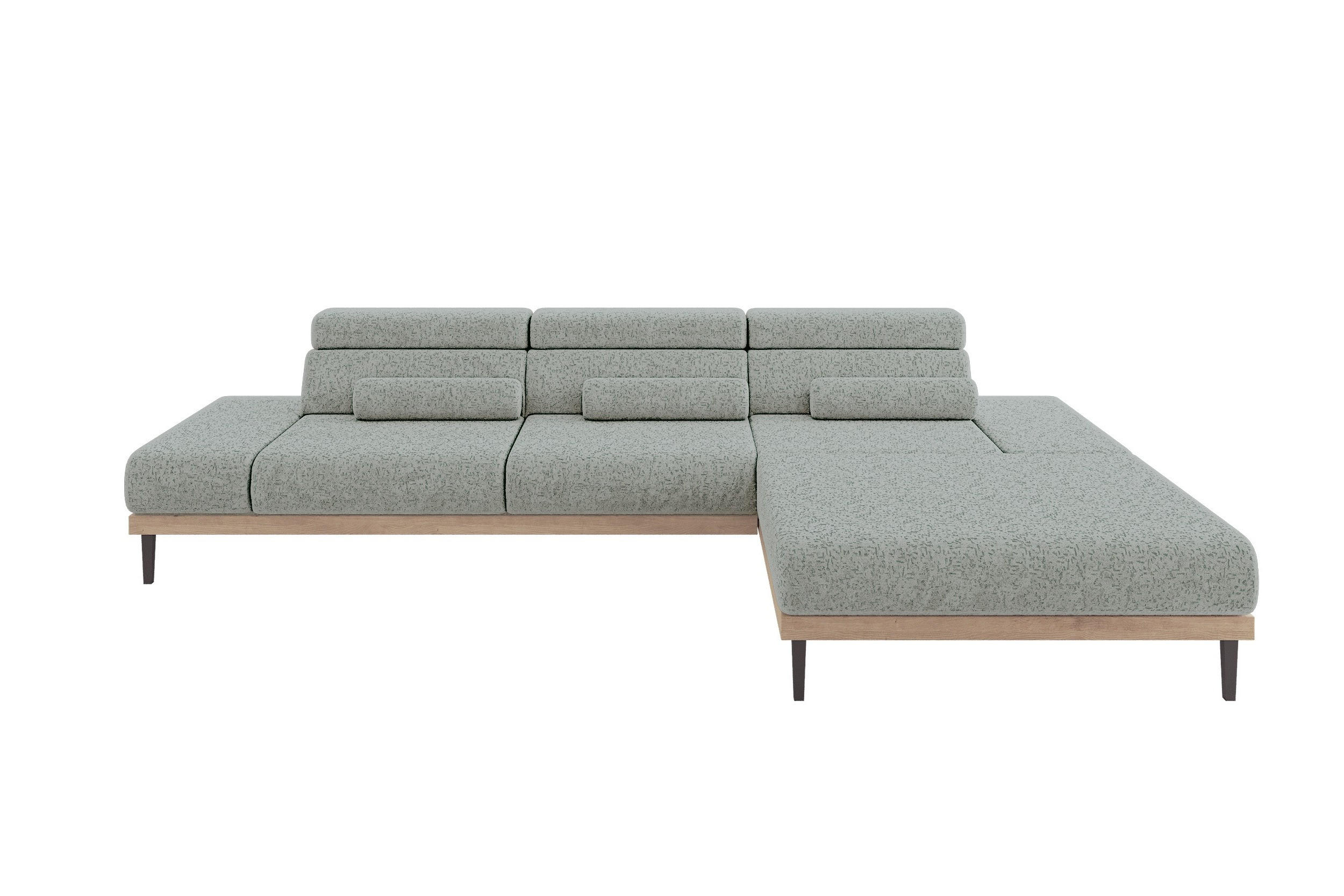 ELEKTRISCHES ECKSOFA Rechts MONA 316x205x85 Grün Velours - Mintgrün, Holzwerkstoff/Textil (316/205cm) - ALTDECOR