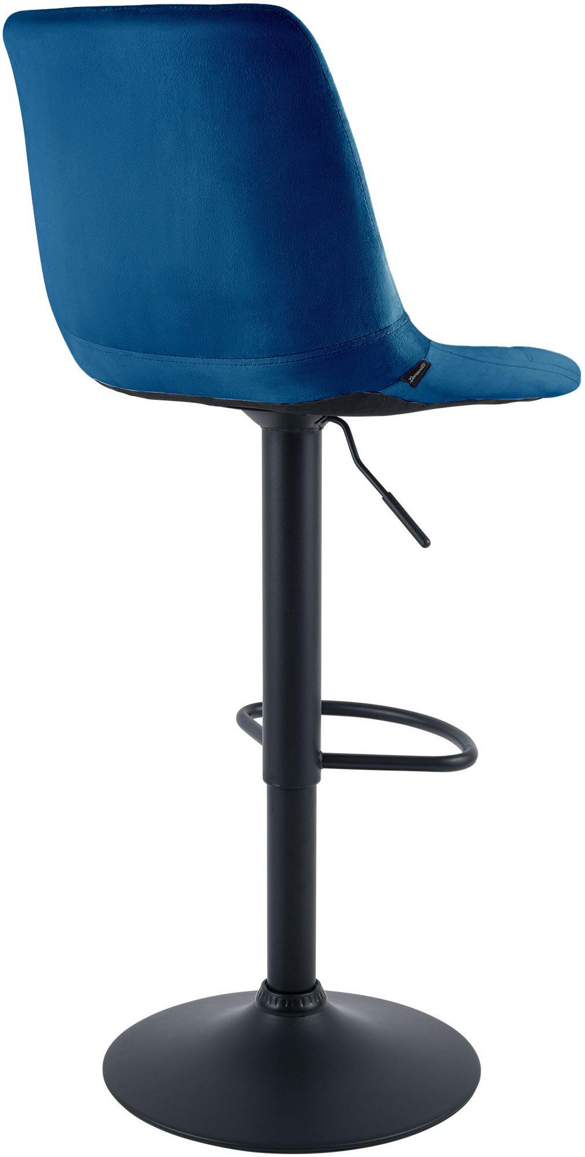 BARHOCKER Samt Blau - Blau/Schwarz, Textil/Metall (44/108/50cm) - CLP
