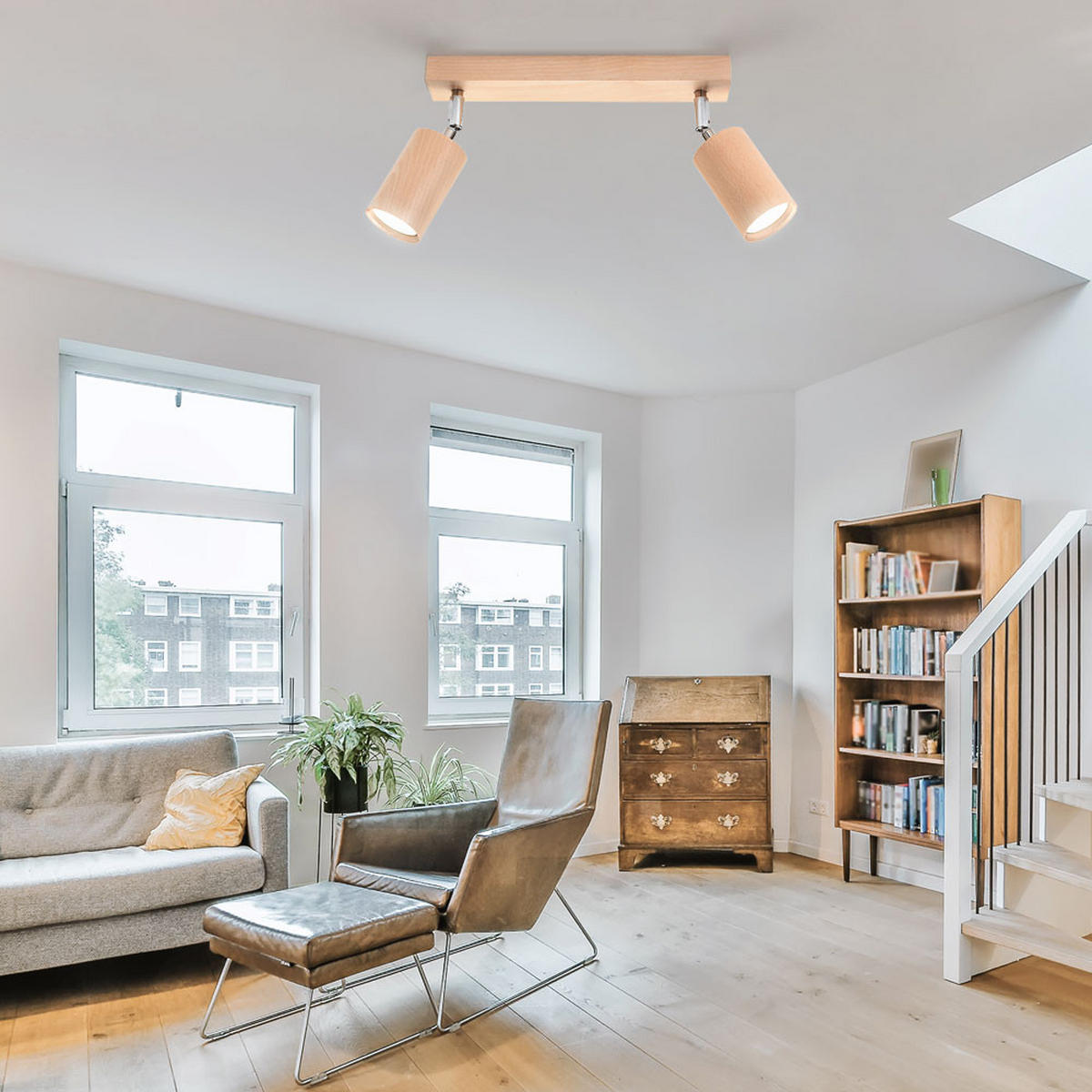 DECKENLEUCHTE Holz Braun schwenkbar - Braun, Holz (30/6/20cm)