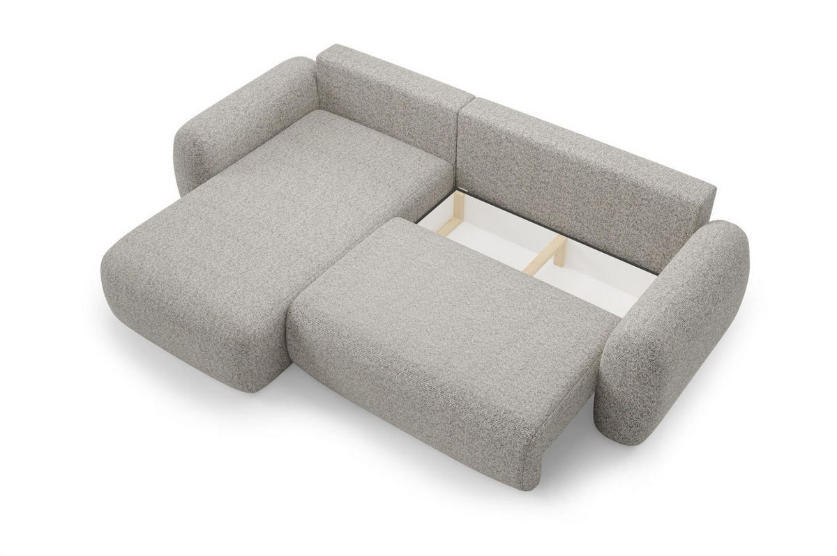 ECKSOFA Gaston Mit Schlaffunktion - Greige, Holzwerkstoff/Textil (304/190cm) - Fun Möbel