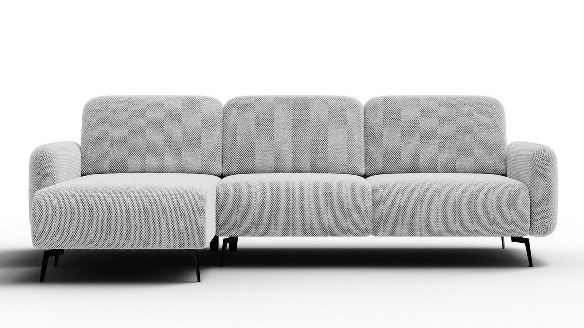 ECKSOFA FEBE 4-Sitzer links, hellgrau - Hellgrau/Schwarz, Holz/Textil (264/157cm) - Courtois Laville