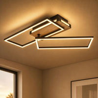 LED DECKENLEUCHTE Holzoptik Braun - Schwarz, Metall (60/25/10cm) - Globo Lighting