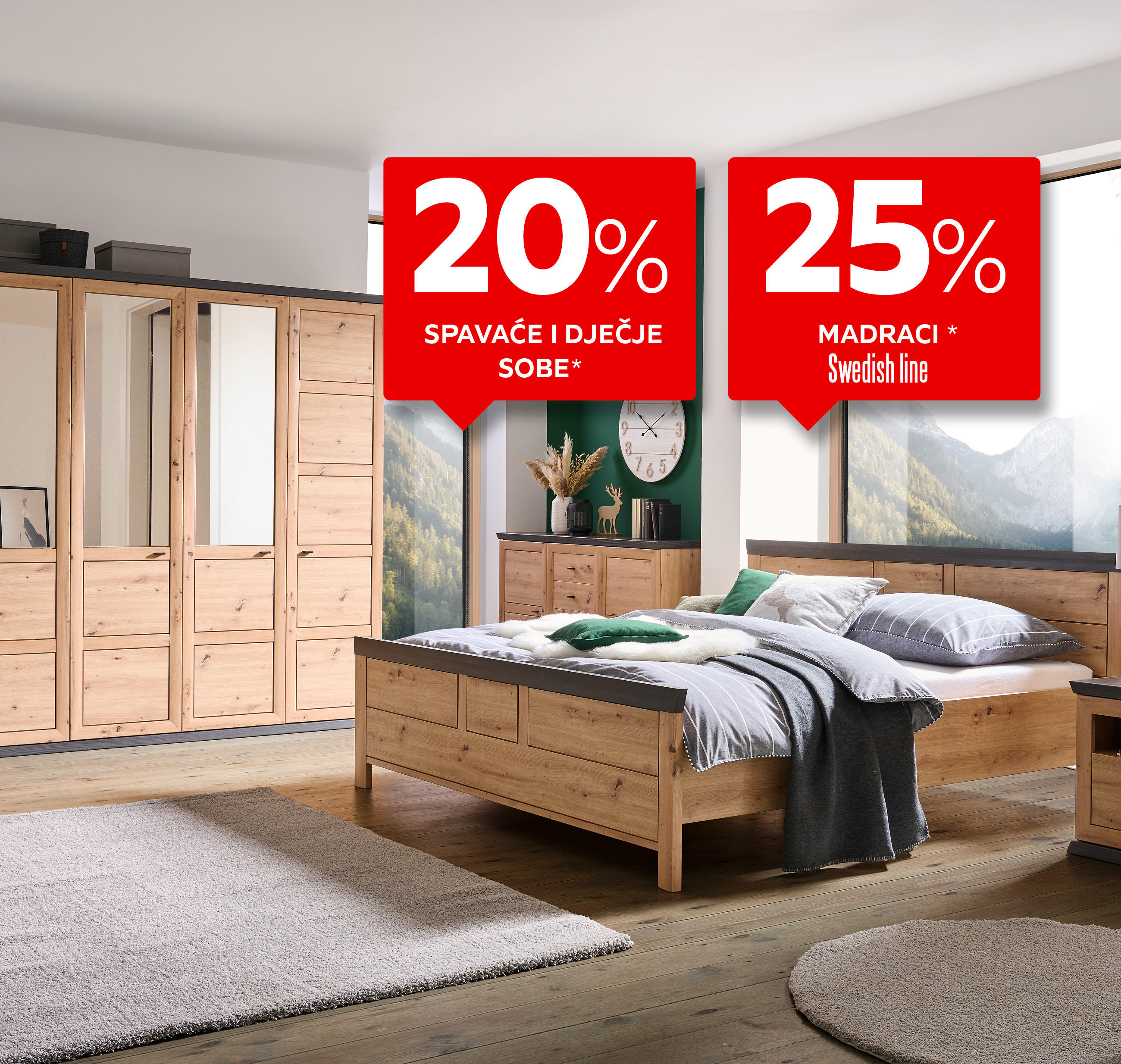 20% spavaće i dječje sobe* 25 madraci Swedish line*