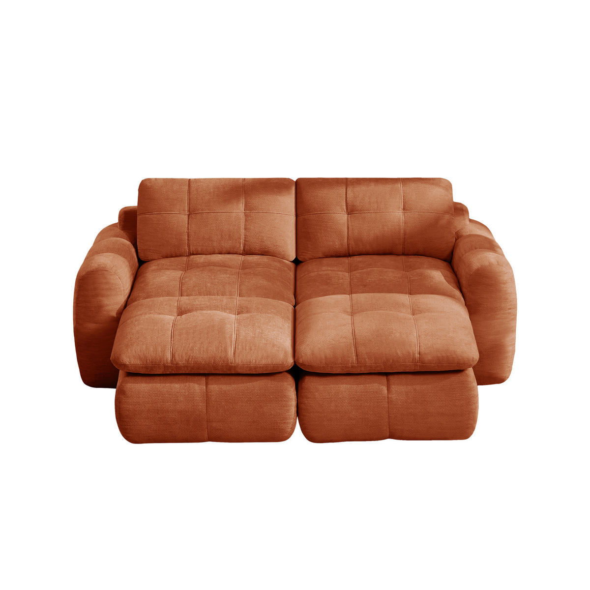 2-SITZER-SOFA DE-34464 mit 2 Ottomanen Orange - Orange, Textil (160/194cm) - ComfortXL