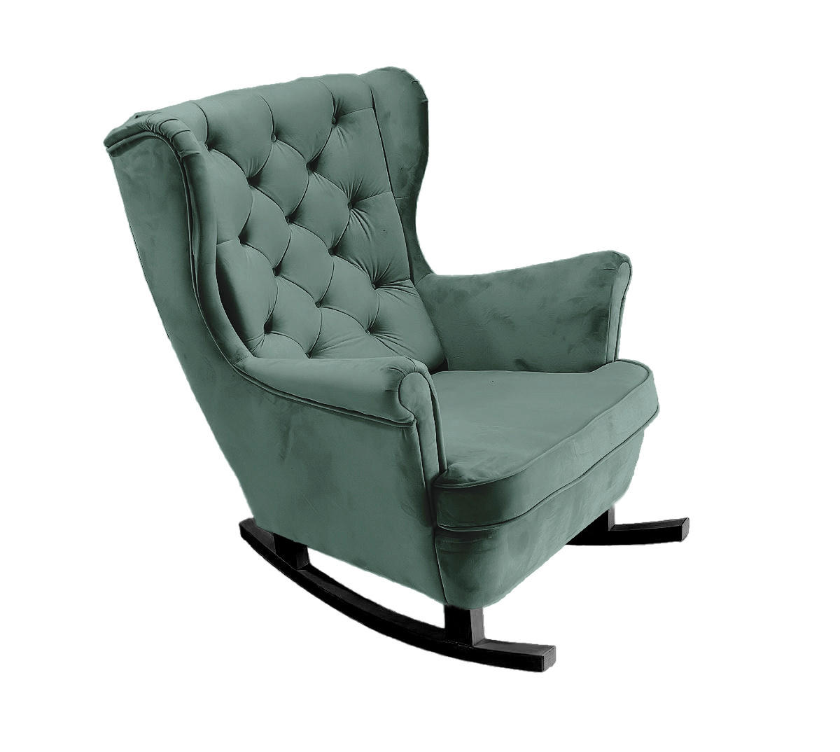SCHAUKELSESSEL mit gepolstertem Sitz und Armlehnen, 102x81x95 cm, Grün_29853 - Smaragdgrün/Schwarz, Holz/Textil (81/102/95cm) - DomoHome