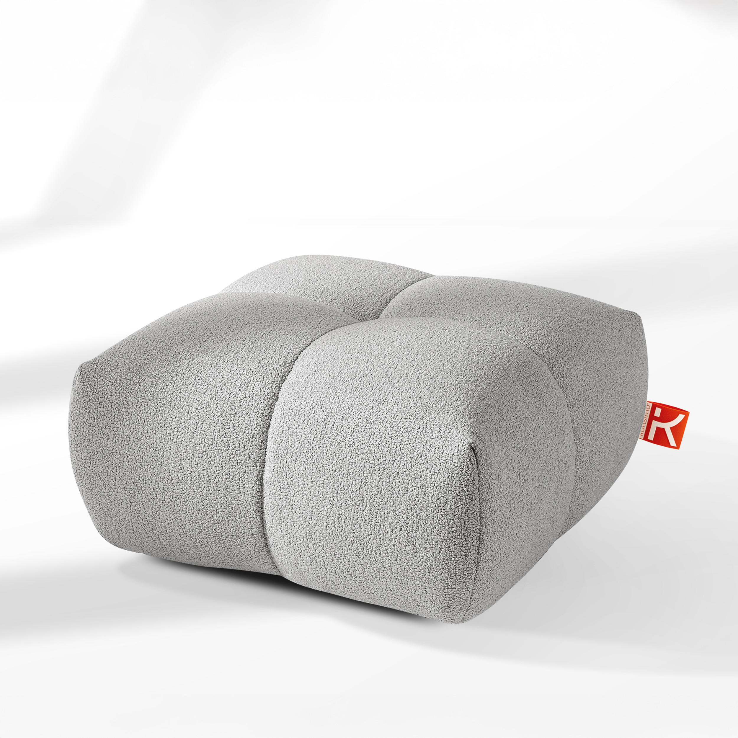 POUF VENA Bouclé, Hellgrau - Hellgrau, Holz/Textil (65/38/65cm) - KONSIMO®