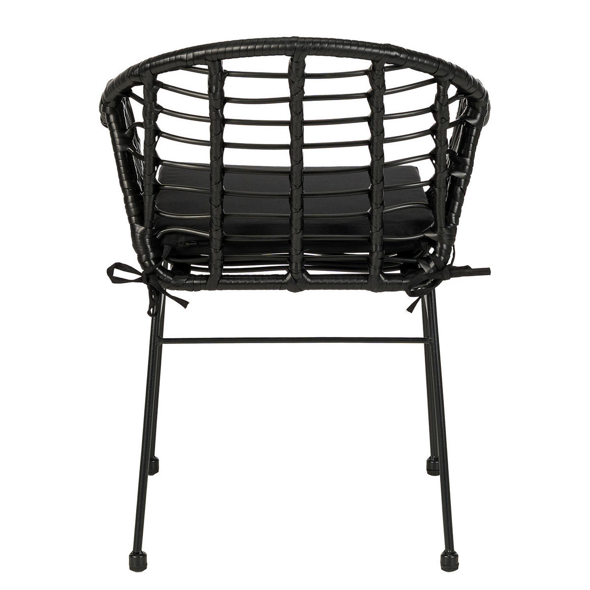 GARTENSTUHL - 2er-Set - Polyrattan / Stahl - Schwarz, Textil/Metall (53/76/54cm) - home24