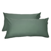 KISSENHÜLLENSET Ella - Baumwollsatin - 2-teilig - 40 x 80 cm - Dunkelgrün - Dunkelgrün, Textil (40/80cm) - SCHIESSER