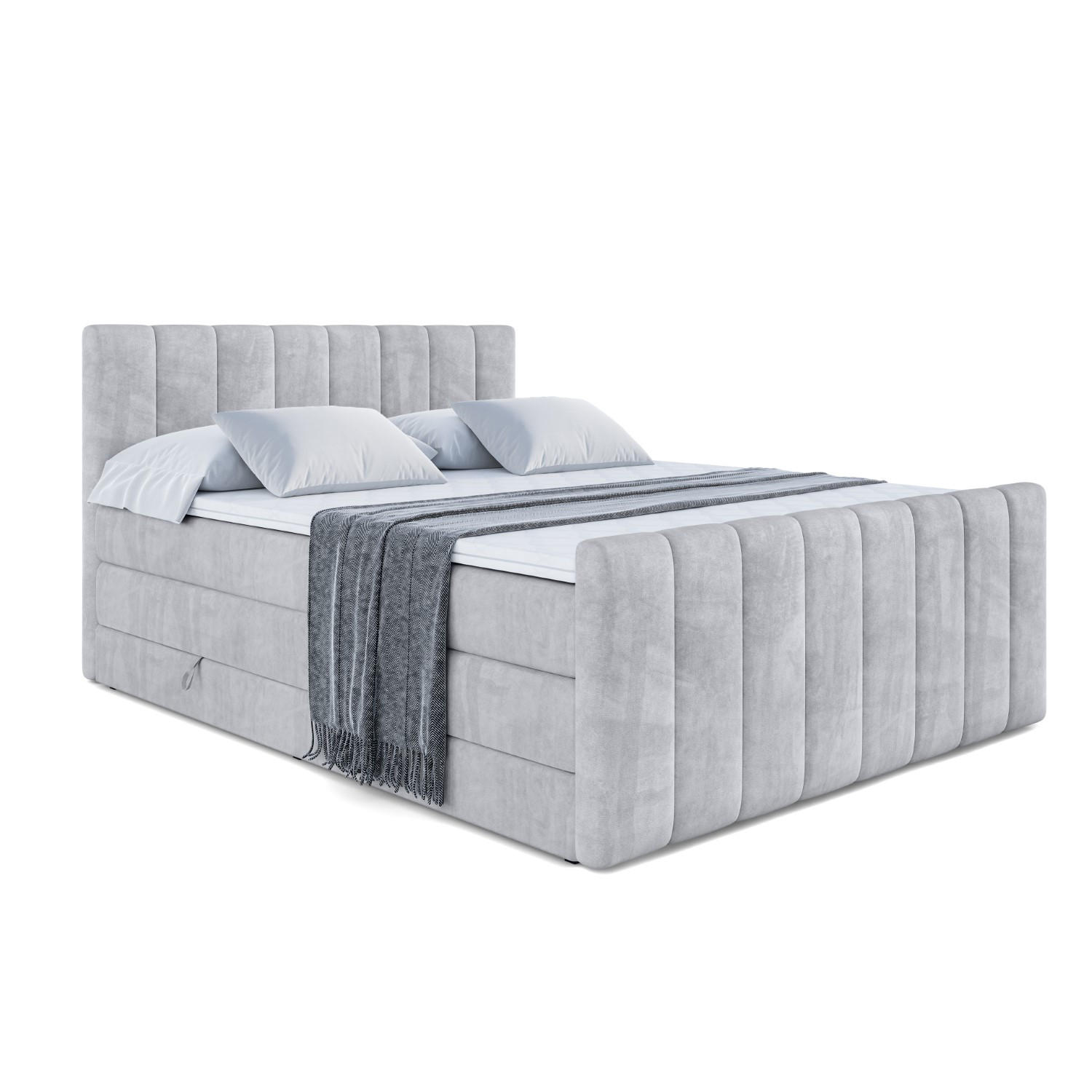BOXSPRINGBETT OTTA-Z KING - 140x200 - H3/H4 - Hellgrau - Hellgrau, Holzwerkstoff (140/200cm) - ALTDECOR