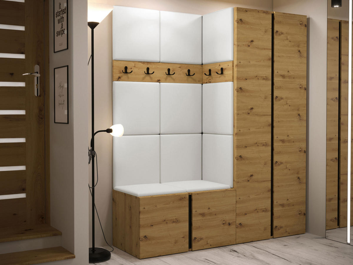 GARDEROBEN-SET Orion III - Eiche Artisan/Weiß, Holzwerkstoff/Kunststoff (158/186/46cm) - MIRJAN24