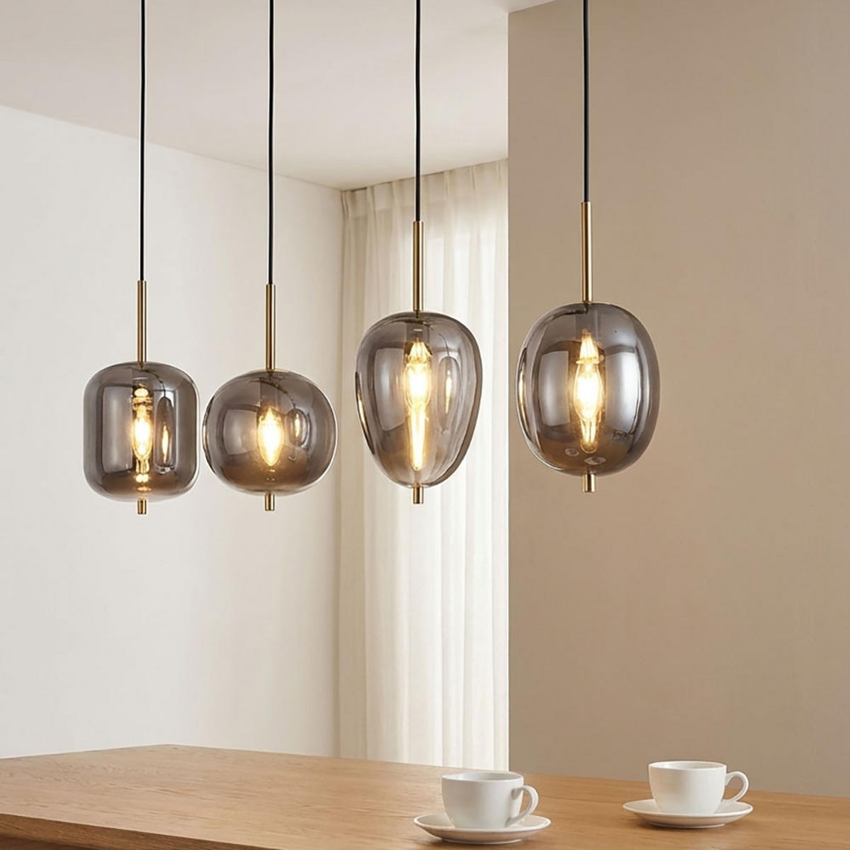 HÄNGELEUCHTE BLACKY I Metall Grau - Grau, Glas (110/18.5/120cm) - Globo Lighting