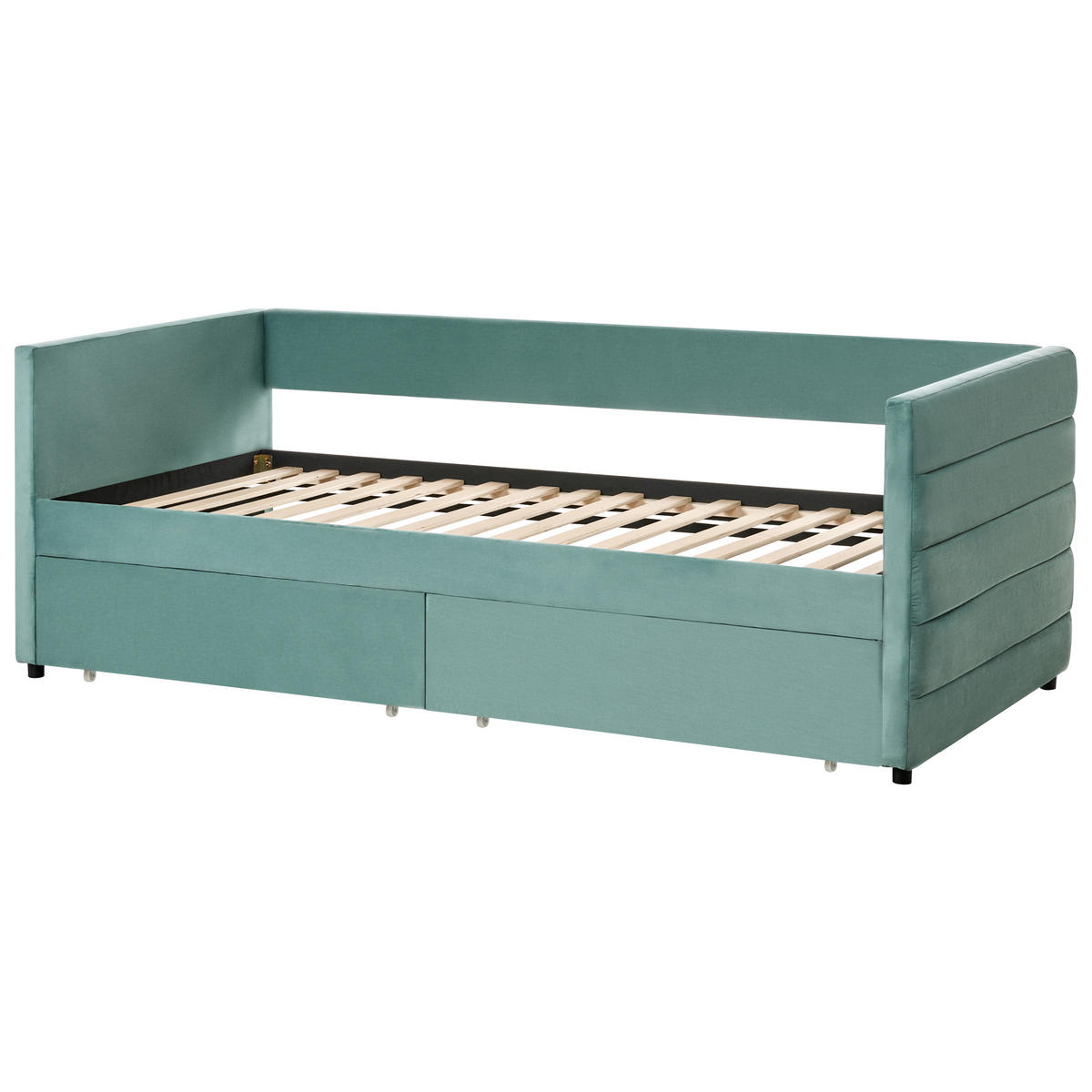 TAGESBETT mit Stauraum 90/200 Samtstoff Mintgrün Marray - Mintgrün, Textil (90/200cm) - Beliani