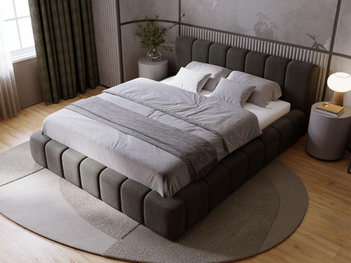 POLSTERBETT Orio 160x200 Dunkelgrau - Dunkelgrau, Textil (160/200cm) - Graingold