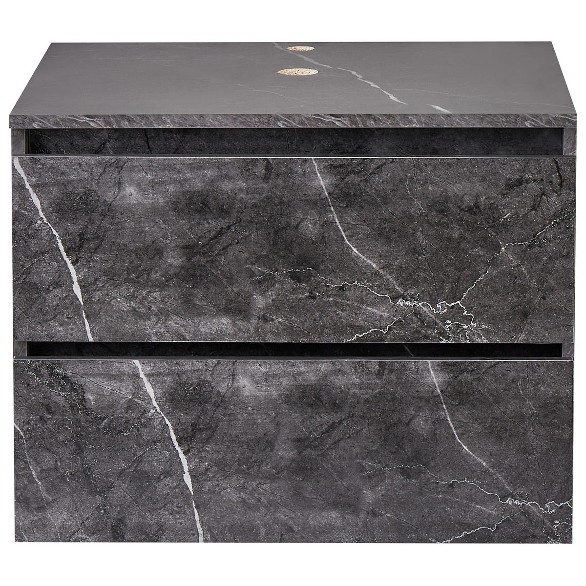 WASCHBECKENUNTERSCHRANK wandmontiertk 60 cm Schwarzer Marmor Serra - Schwarz, Holzwerkstoff (60/47/47cm) - Beliani