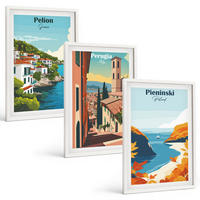 BILDER SET 3er Set - 40x60 cm Weißer Rahmen - Malerische Retro-Landschaften - Weiß, Kunststoff (40/60cm) - TULUP