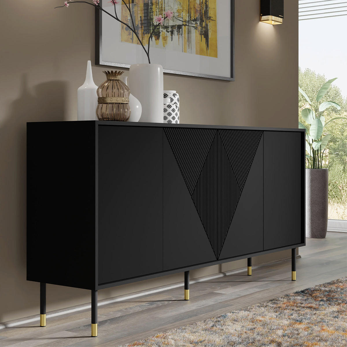 KOMODA Aglaé Crni - crna, drvni materijal (180/88/40cm) - Petits-meubles