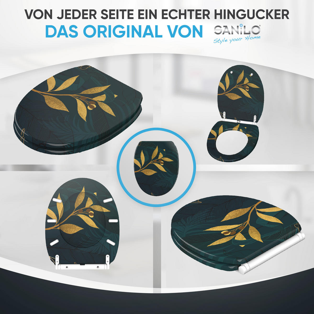 WC-SITZ mit Absenkautomatik & Top Fix Luxury - Grün, Holzwerkstoff (37.7/5.5/48cm) - Sanilo