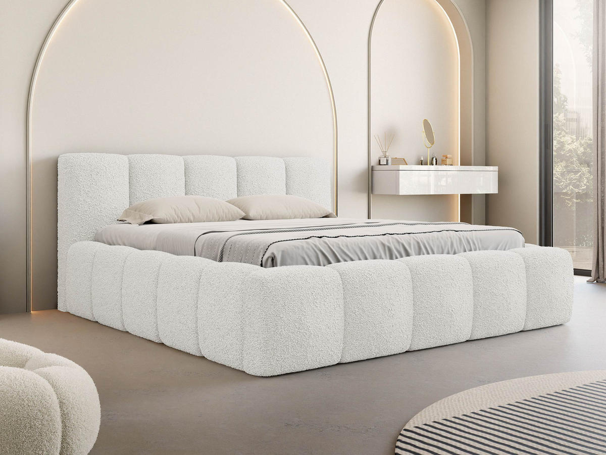 POLSTERBETT Kevson Boucle - Creme, Holzwerkstoff/Textil (160/200cm) - MIRJAN24