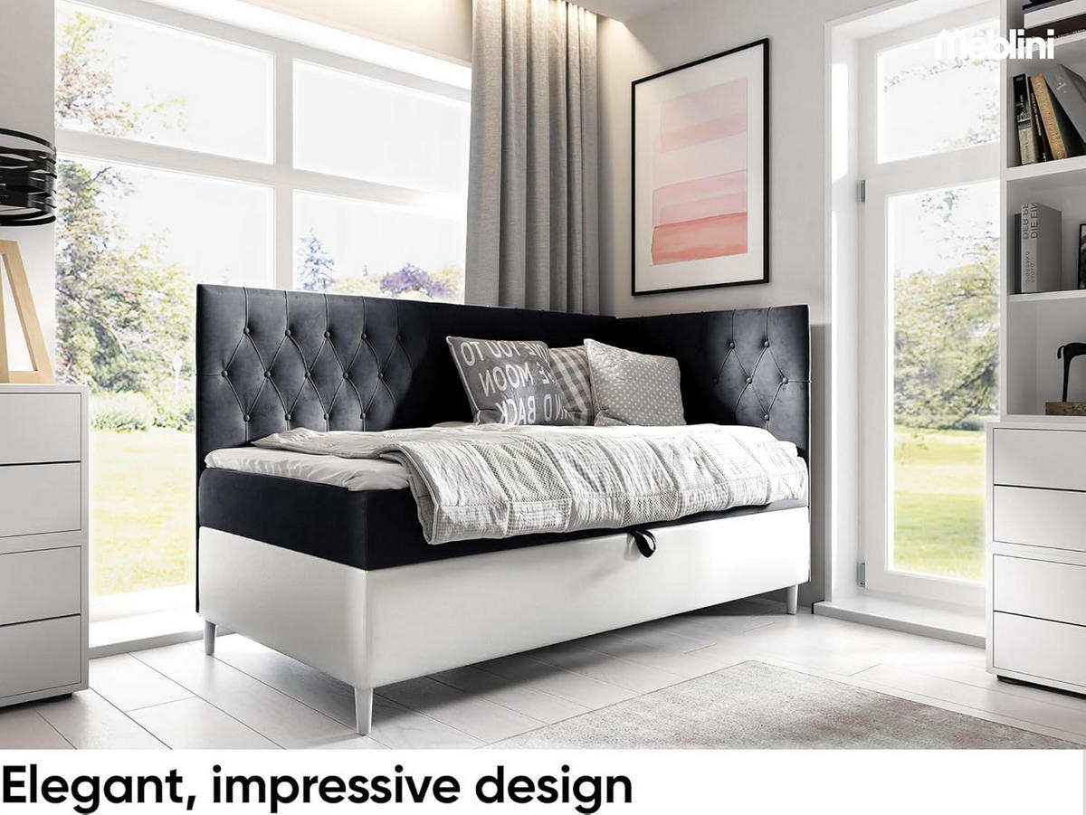 KINDERBETT FLIPPO 3 - Schwarz/Weiß, Holzwerkstoff (86/208cm) - Meblini